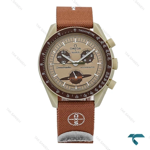 ساعت امگا سواچ ماموریت به زحل قهوه ای بند برزنتی Swatch-8844-U