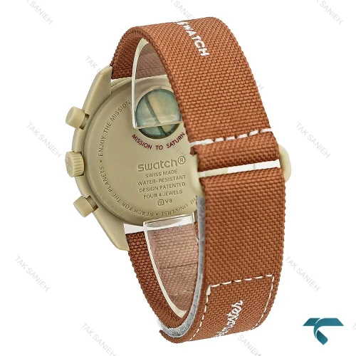 ساعت امگا سواچ ماموریت به زحل قهوه ای بند برزنتی Swatch-8844-U