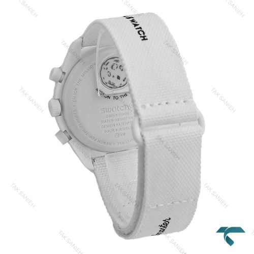 ساعت مچی امگا سواچ ماموریت به ماه سفید بند برزنتی Swatch-8845-U