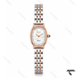 ساعت الگانس زنانه امپریال دورنگ رزگلد صفحه صدف بیضی Elegance-10799-L