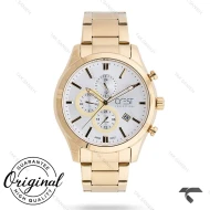 ساعت مچی مردانه کرست 6218-3 فول دیت طلایی صفحه سفید Crest-10807-G