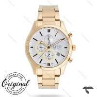 ساعت مچی مردانه کرست 6218-3 فول دیت طلایی صفحه سفید Crest-10807-G