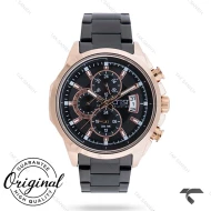 ساعت کرست مردانه 6219-6  سه موتوره مشکی رزگلد Crest-10808-G