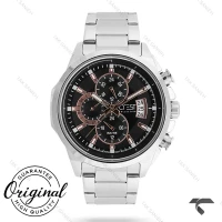 ساعت کرست مردانه 6219-4 فول دیت سیلور صفحه مشکی Crest-10809-G