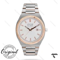 ساعت کرست مردانه 6242-4 دورنگ رزگلد صفحه سفید Crest-10848-G