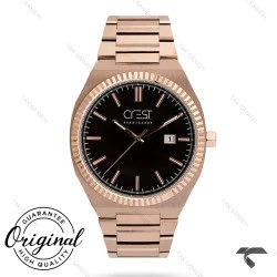 ساعت کرست کلاسیک مردانه 6242-5 رزگلد صفحه مشکی Crest-10849-G