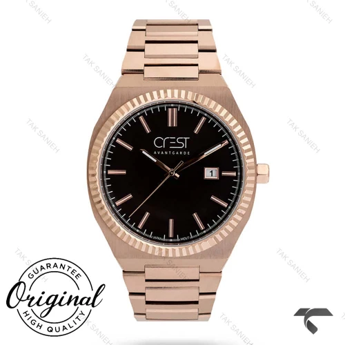 ساعت کرست کلاسیک مردانه 6242-5 رزگلد صفحه مشکی Crest-10849-G