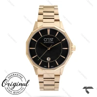ساعت مردانه کرست 6244-1 طلایی صفحه مشکی تقویم دار Crest-10850-G