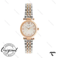 ساعت مچی زنانه کرست 6305-2 دورنگ رزگلد صفحه سفید Crest-11150-L