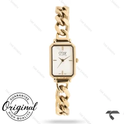 ساعت کرست زنانه 6355-3 طلایی صفحه سفید بند کارتیری Crest-11180-L