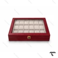 جعبه 18 تایی ساعت مچی چرمی قرمز Watches-Box-18-11421-U