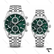 ساعت سیکو ست سه موتوره کرنوگراف نقره ای سبز Seiko-11437-S