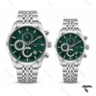 ست ساعت عروس دامادی سیکو سه موتوره استیل صفحه سبز Seiko-11442-S