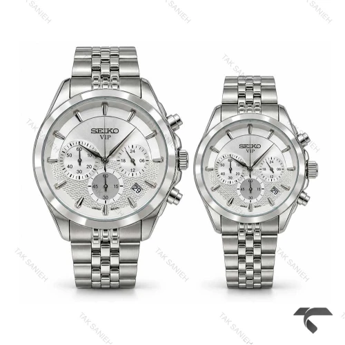 ساعت مچی سیکو ست سه موتوره استیل تمام نقره ای Seiko-11444-S
