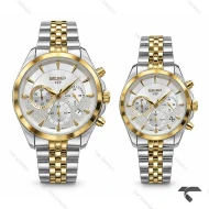 ساعت سیکو ست سه موتوره کرنوگراف دورنگ طلایی صفحه سیلور Seiko-11447-S