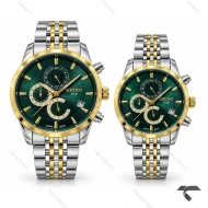 ست ساعت سیکو VIP سه موتوره دو رنگ طلایی سبز Seiko-11452-S