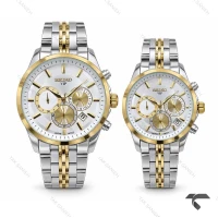 ساعت ست سیکو VIP سه موتوره کرنوگراف دورنگ طلایی Seiko-11456-S