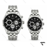 ساعت ست سیکو VIP رفرنس 31692 کورنوگراف نقره ای صفحه مشکی Seiko-11459-S