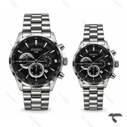 ساعت ست سیکو VIP رفرنس 31693 کرنوگراف سیلور صفحه مشکی Seiko-11461-S