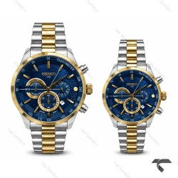 ساعت ست سیکو VIP رفرنس 31693 کورنوگراف دو رنگ طلایی صفحه سرمه ای Seiko-11468-S