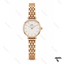 ساعت مچی زنانه DW گرد رزگلد صفحه سفید DW-11496-L