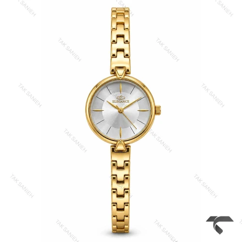 ساعت الگانس زنانه رفرنس EL007 طلایی صفحه سیلور Elegance-11475-L