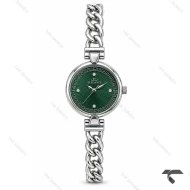 ساعت مچی الگانس زنانه رفرنس EL006 سیلور صفحه سبز نگین دار Elegance-11486-L