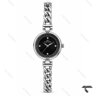 ساعت الگانس زنانه رفرنس EL006 بند کارتیه ای سیلور صفحه مشکی Elegance-11487-L