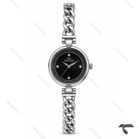 ساعت الگانس زنانه رفرنس EL006 بند کارتیه ای سیلور صفحه مشکی Elegance-11487-L