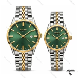 ست ساعت سیکو VIP رفرنس 31622 دورنگ طلایی صفحه سبز Seiko-11519-S