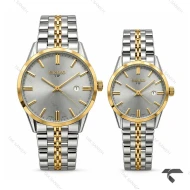 ست ساعت سیکو VIP رفرنس 31622 دورنگ طلایی صفحه طوسی Seiko-11527-S