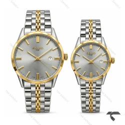 ست ساعت سیکو VIP رفرنس 31622 دورنگ طلایی صفحه طوسی Seiko-11527-S
