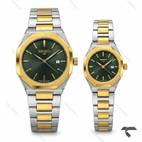 ساعت ست سیکو Vip رفرنس 31668 دورنگ طلایی صفحه سبز Seiko-11530-S