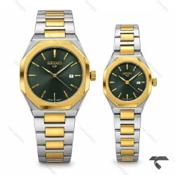 ساعت ست سیکو Vip رفرنس 31668 دورنگ طلایی صفحه سبز Seiko-11530-S
