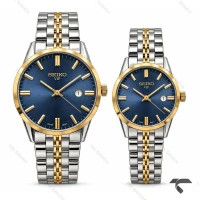 ساعت ست سیکو Vip رفرنس 31622 دورنگ طلایی صفحه سرمه ای Seiko-11532-S