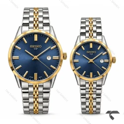 ساعت ست سیکو Vip رفرنس 31622 دورنگ طلایی صفحه سرمه ای Seiko-11532-S
