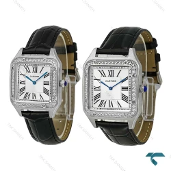 ساعت ست کارتیر دومونت سیلور دورنگین Cartier-8887-S