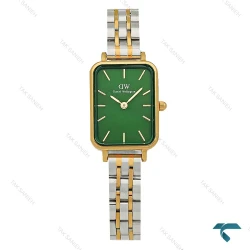 DW زنانه مستطیلی دورنگ طلایی صفحه سبز DW-8927-L
