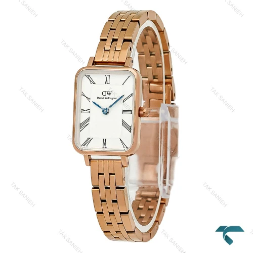 ساعت زنانه دنیل ولینگتون مستطیلی رزگلد ایندکس رومی DW-8929-L