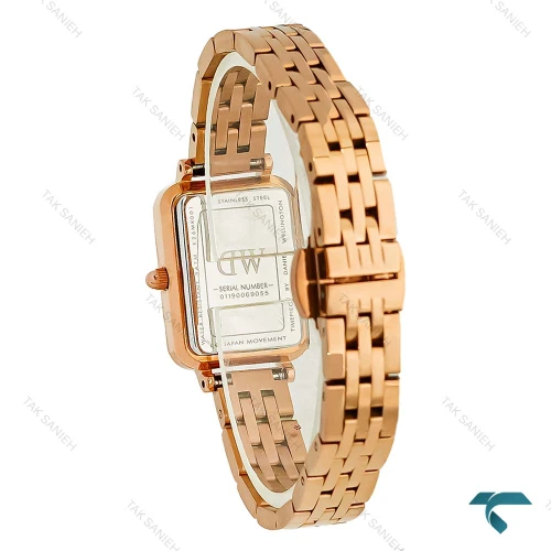 ساعت زنانه دنیل ولینگتون مستطیلی رزگلد ایندکس رومی DW-8929-L