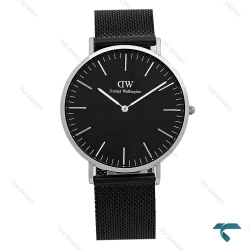 ساعت دنیل ولینگتون مردانه بند حصیری نقره ای مشکی DW-8932-G