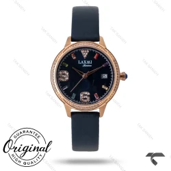ساعت چرمی لاکسمی 8080 زنانه سرمه ای قاب رز Laxmi-9098-L