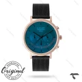 ساعت مردانه لاکسمی 8124-1 رزگلد صفحه آبی بند حصیری  Laxmi-9135-G