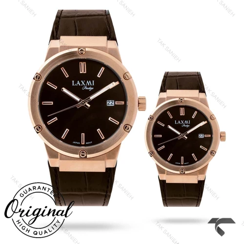 ست ساعت لاکسمی 8126-2 رزگلد قهوه ای Laxmi-9139-S