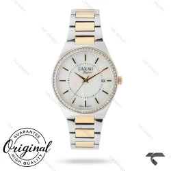 ساعت لاکسمی زنانه 8135-5 دورنگ طلایی صفحه سفید دورنگین Laxmi-9167-L