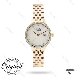 ساعت لاکسمی زنانه 8139-6 طلایی دورنگین صفحه سفید Laxmi-9172-L