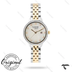 ساعت لاکسمی زنانه 8139-3 دورنگ طلایی صفحه سفید دورنگین Laxmi-9175-L