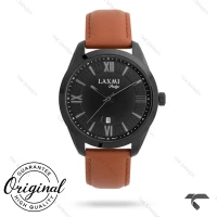 ساعت لاکسمی 8186-4 مردانه کلاسیک بند چرم عسلی Laxmi-9352-G