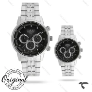 ست ساعت لاکسمی 8546-10 سیلور صفحه مشکی Laxmi-9504-S