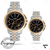 ساعت ست لاکسمی 8552-6 دورنگ طلایی صفحه مشکی Laxmi-9523-S